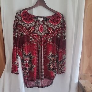 Women's Red Patterned Top